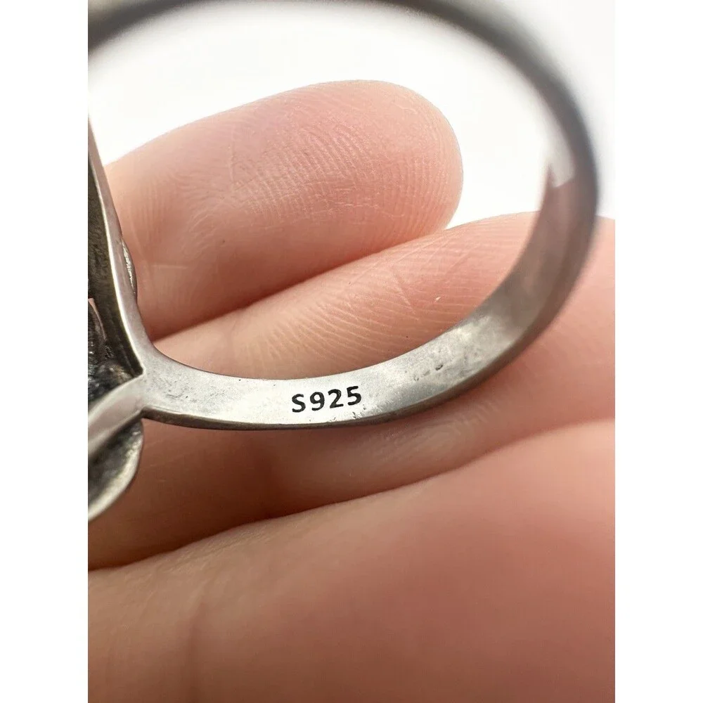 925 sterling silver moonstone cabochon ring size 6.75
